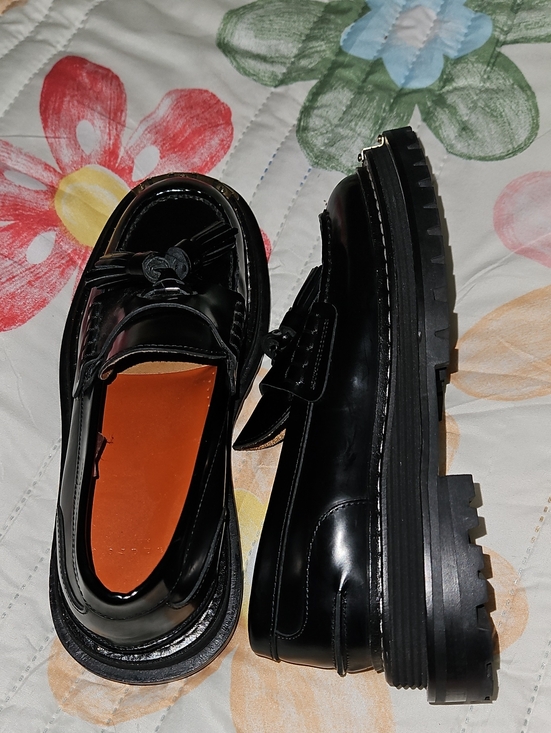 Sandro Shoes - Sandro Black Patent Leather Lug Sole Tassel Loafers